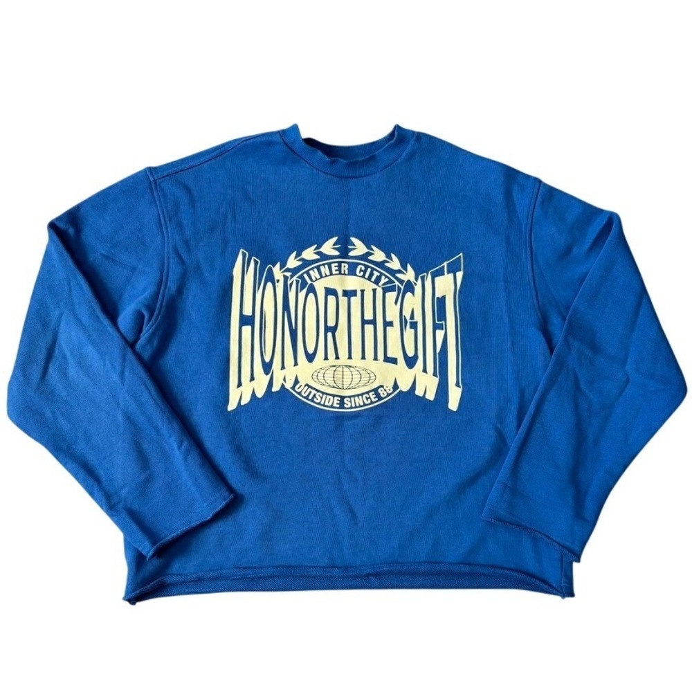 Honor The Gift Inner City Auto Club Graphic Crew Neck‎ Sweatshirt Sz XL Blue